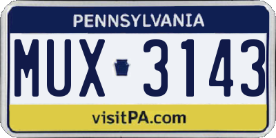 PA license plate MUX3143