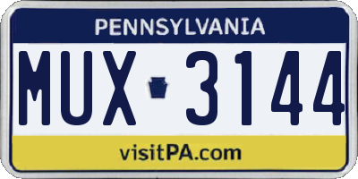 PA license plate MUX3144
