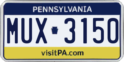 PA license plate MUX3150