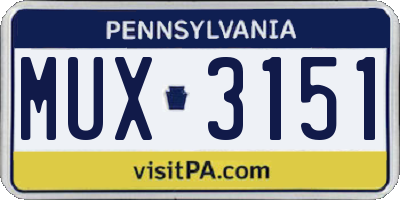 PA license plate MUX3151