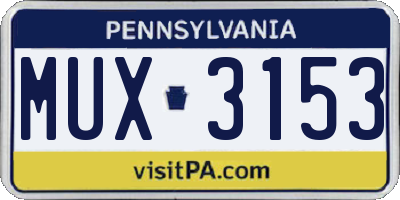 PA license plate MUX3153