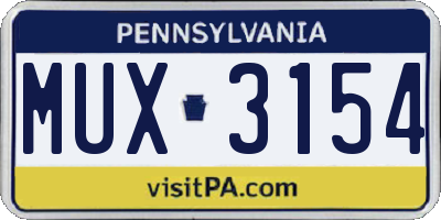 PA license plate MUX3154