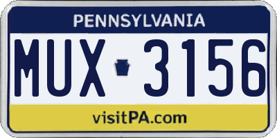 PA license plate MUX3156