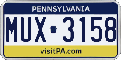 PA license plate MUX3158