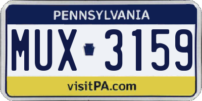 PA license plate MUX3159