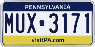 PA license plate MUX3171
