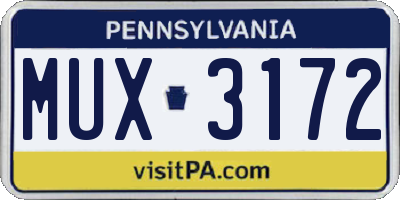 PA license plate MUX3172