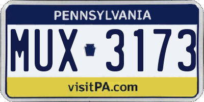 PA license plate MUX3173
