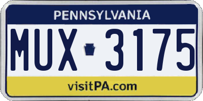 PA license plate MUX3175
