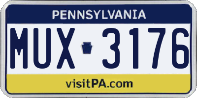 PA license plate MUX3176