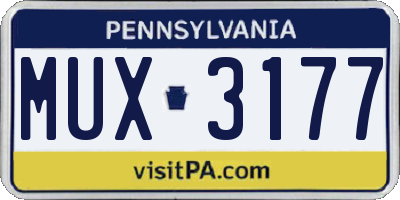 PA license plate MUX3177