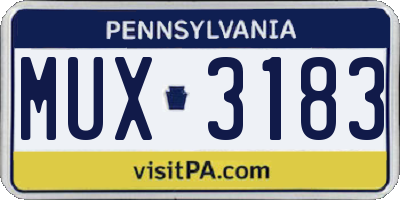 PA license plate MUX3183