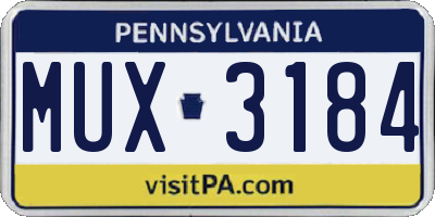 PA license plate MUX3184
