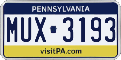 PA license plate MUX3193