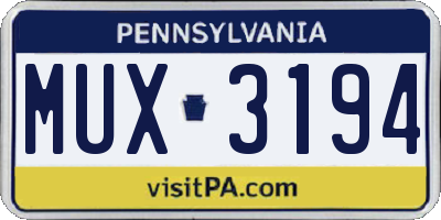 PA license plate MUX3194