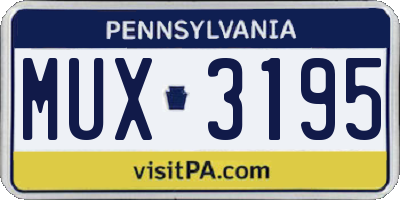 PA license plate MUX3195