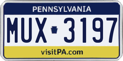 PA license plate MUX3197