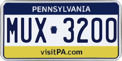 PA license plate MUX3200