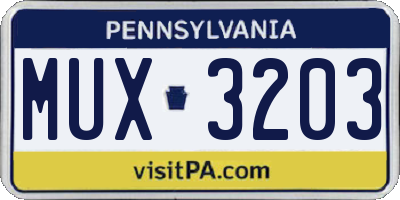 PA license plate MUX3203