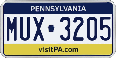 PA license plate MUX3205