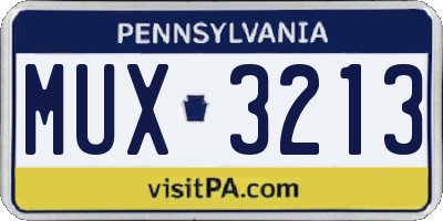 PA license plate MUX3213