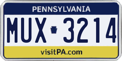 PA license plate MUX3214