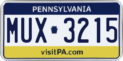 PA license plate MUX3215