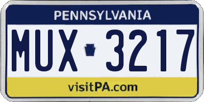 PA license plate MUX3217