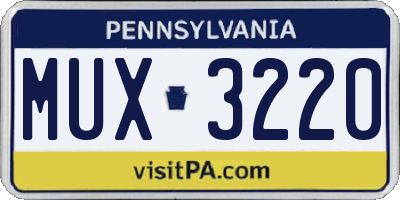 PA license plate MUX3220
