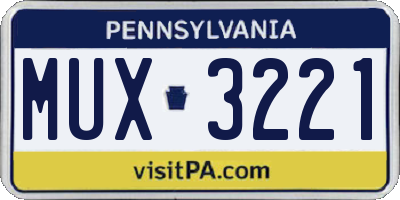 PA license plate MUX3221
