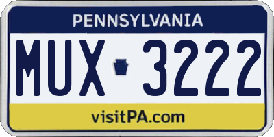 PA license plate MUX3222
