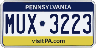 PA license plate MUX3223