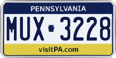 PA license plate MUX3228