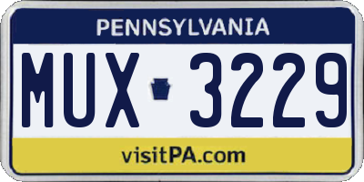 PA license plate MUX3229