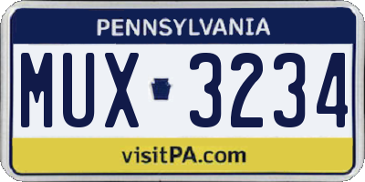 PA license plate MUX3234