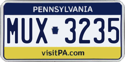 PA license plate MUX3235