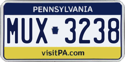 PA license plate MUX3238