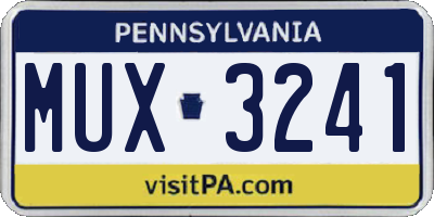 PA license plate MUX3241
