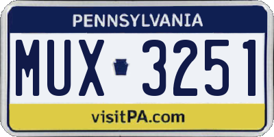 PA license plate MUX3251