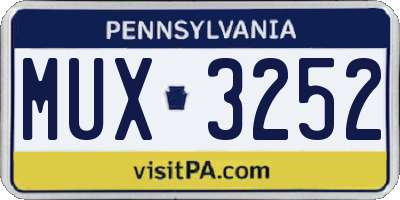 PA license plate MUX3252