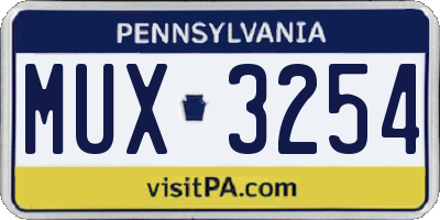 PA license plate MUX3254