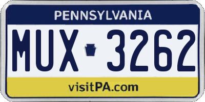 PA license plate MUX3262
