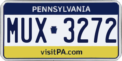 PA license plate MUX3272