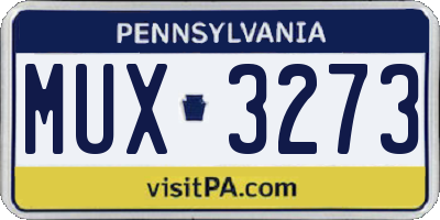 PA license plate MUX3273