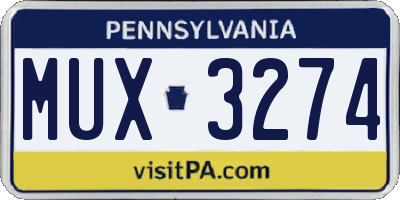 PA license plate MUX3274