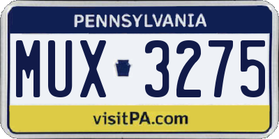 PA license plate MUX3275