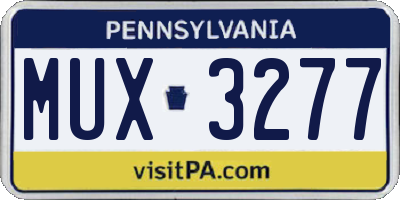 PA license plate MUX3277