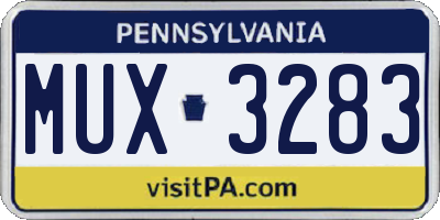 PA license plate MUX3283