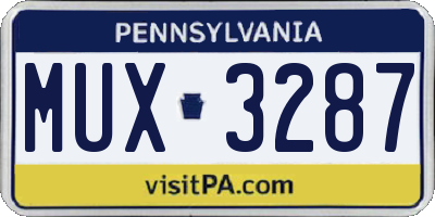 PA license plate MUX3287