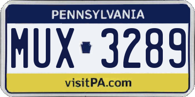 PA license plate MUX3289